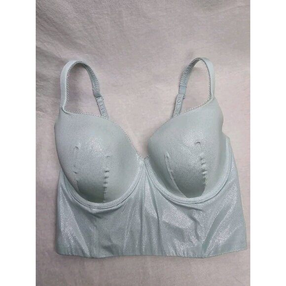 Victoria's Secret Body By Victoria Shiny Mint Green/Blue Bustier Bra Size 34DD - Picture 2 of 10